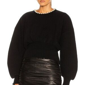 Alexander Wang Black Sweater with Pearl Detail